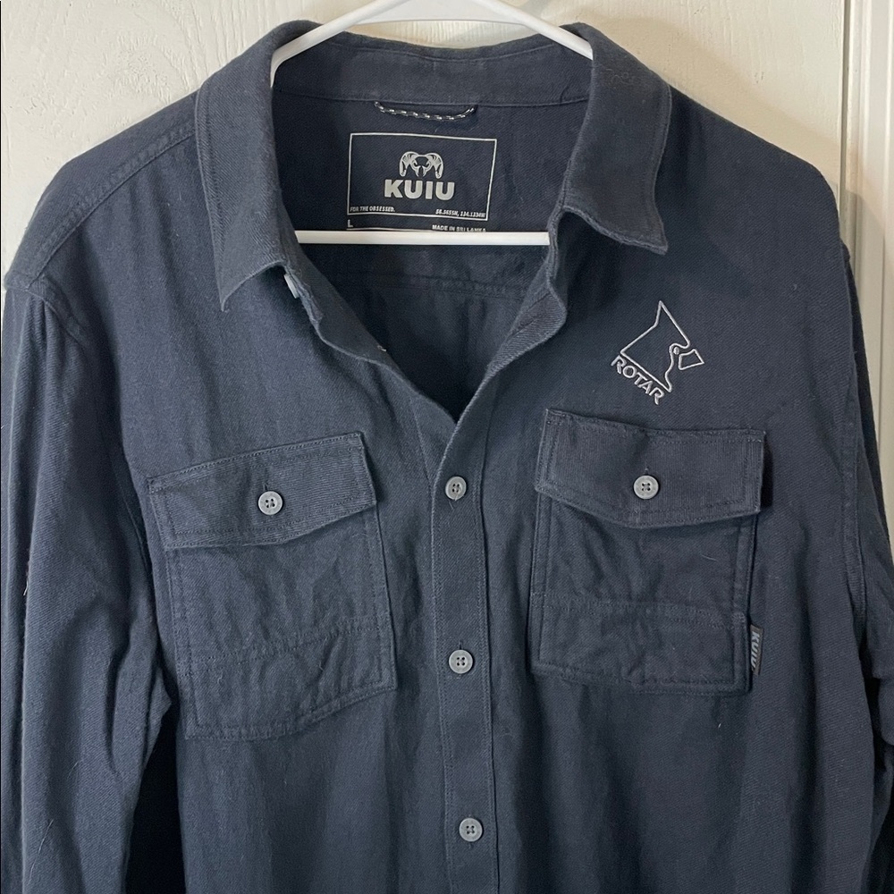 KUIU Navy Men’s Like New Wool Cotton Blend Button-Up Long Sleeve Textured Large - Picture 3 of 12